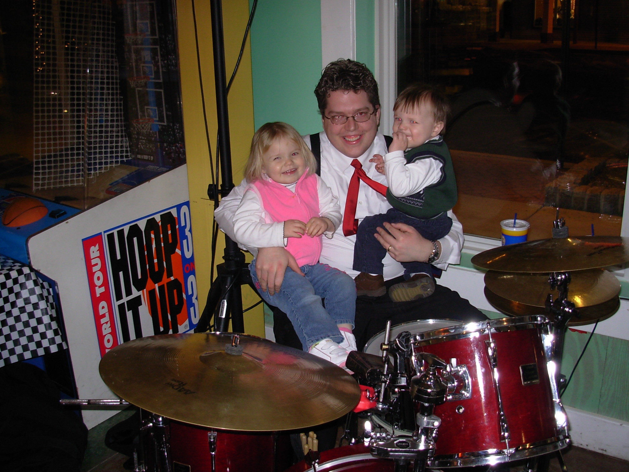Drummer Josef Brye..with his upcoming band members...his kids!
