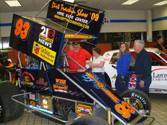 Walt Bigler checking out his car for 2008...
Sponsors include: WHP TV-21, CarSoup.com, the Dirt Trackin' Show, Castle Chemicals, the Jazz Me Band, RVG, Martin's Body shop, Nordstrom Select Auto, Fine Line Auto Body, Members 1st FCU, and Wise Motorsport Marketing

