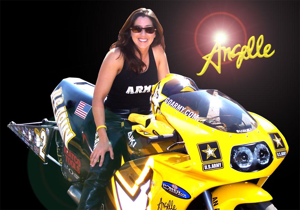 Angelle Sampey Racing
Angelle NHRA Camp races for the Army, and will hopefully be attending the Dirt Trackin' show in the future
