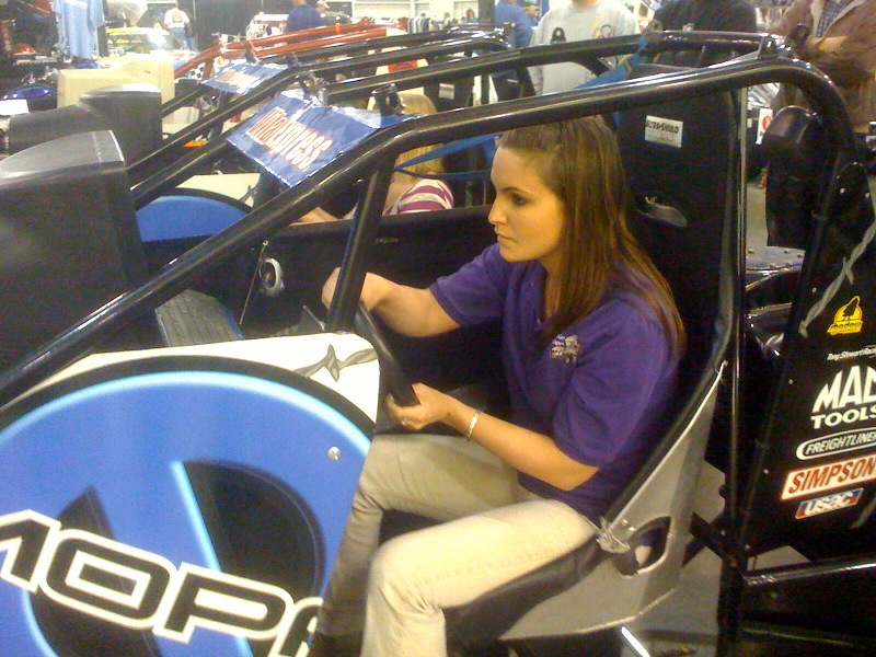 Jessie Morrison racing in the simulator
