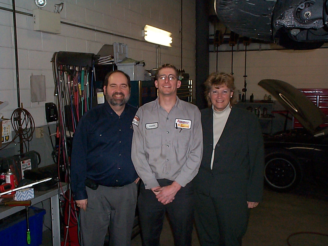 Jason Goodling was in Junk Yard Wars show
Kirk, Jason and Judy mugging for a television interview about Jason's exploits at Zimmerman's Automotive

