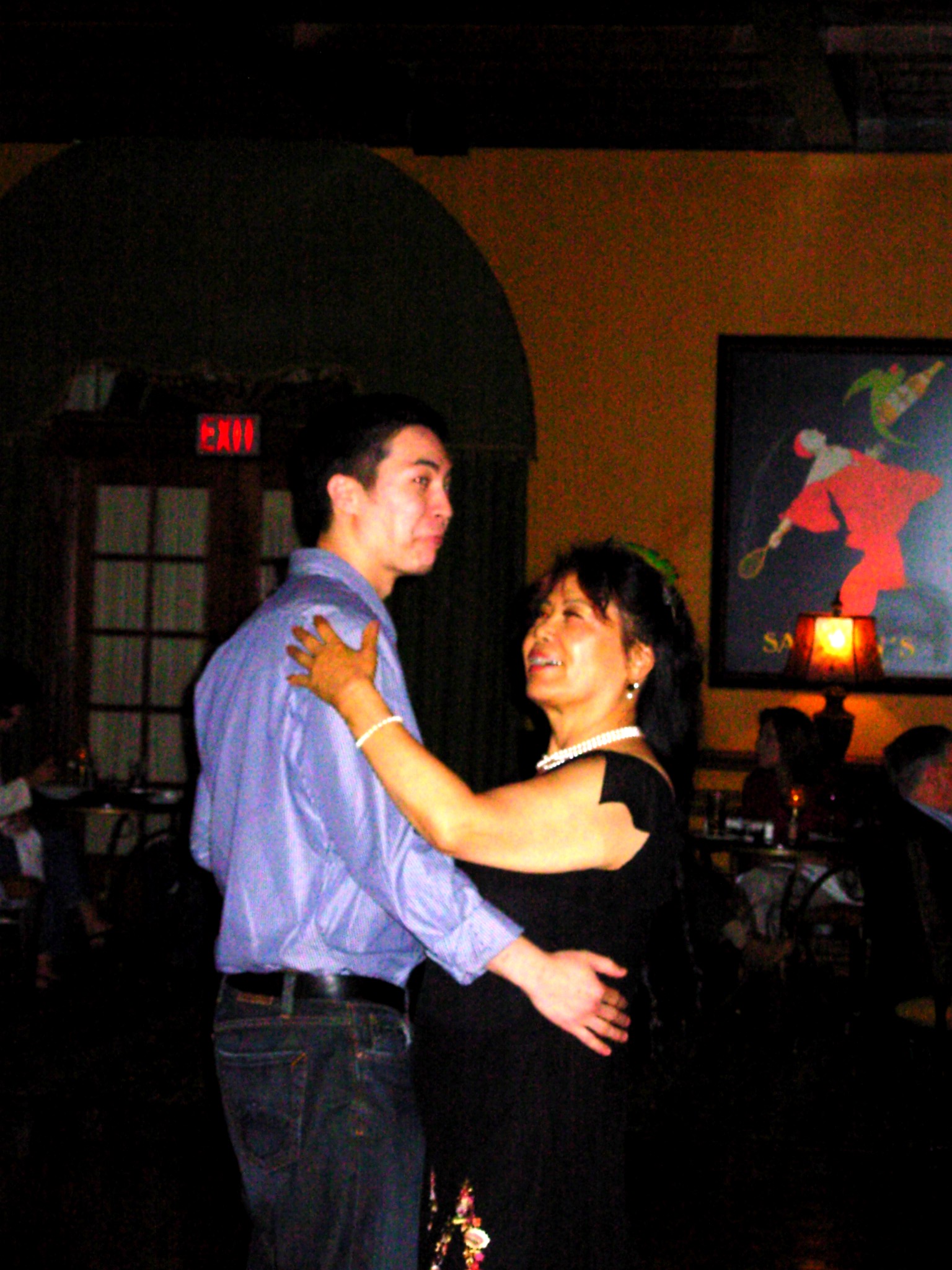 Mother and son dancing in the Iberian Lounge
