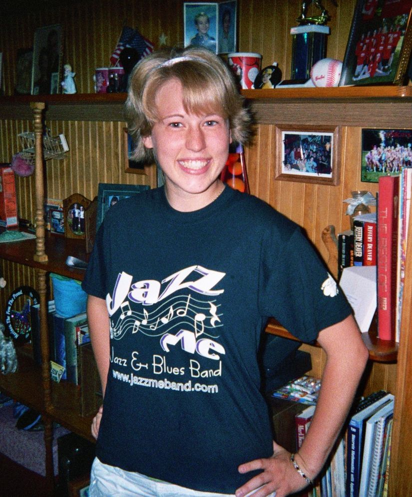 Navy Recruit modeling the new t-shirt
A going away present for Naval Academy recruit Felicia
