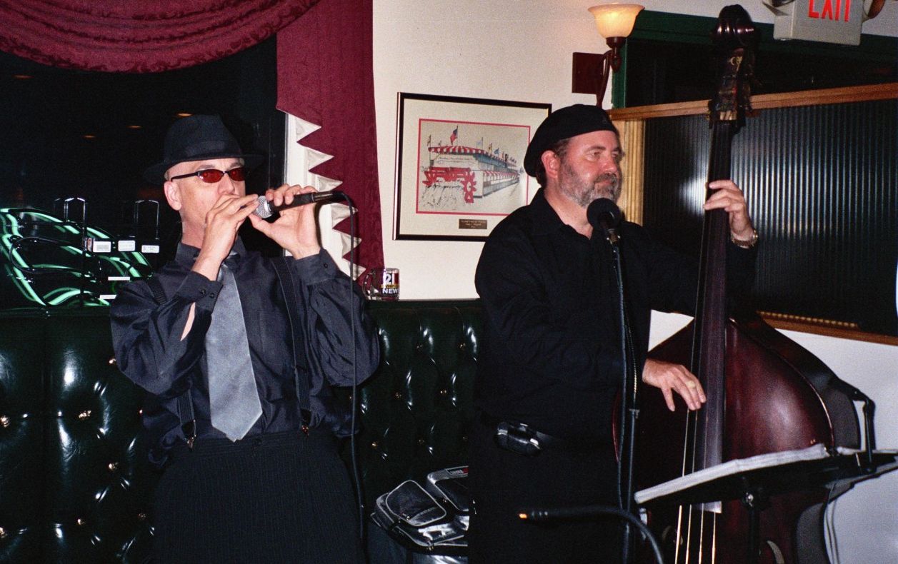 Mitch belting out a harmonica solo...at Flinchey's in Camp Hill
