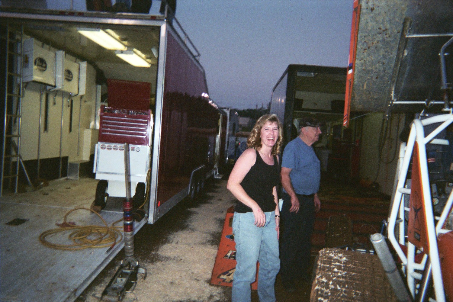 Mark Zimmerman has the cutest jack "man" in the pits..
his wife ...in the pits at the Grove
