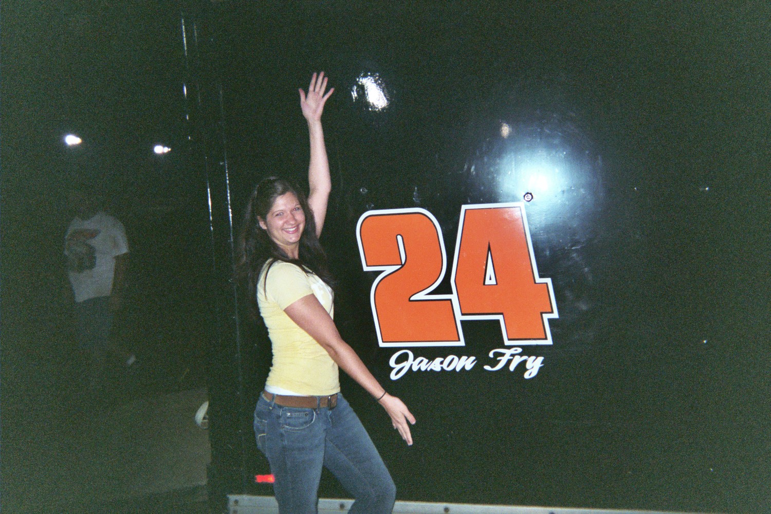 Ms. Jones pretending she's Ms. Dirt Trackin'...could it be an omen?

