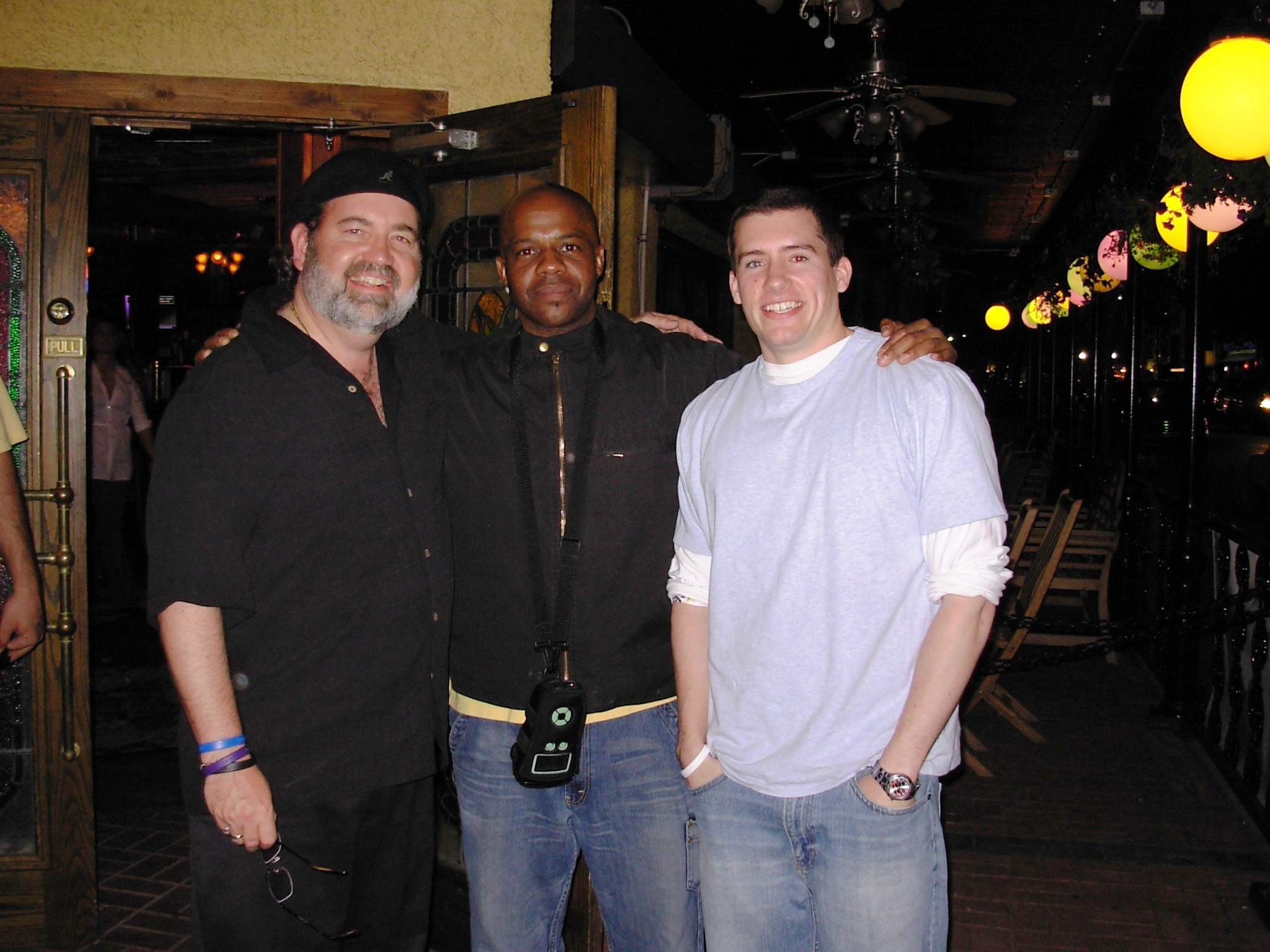 ThweWise Guy, John the fabulous greeter, and Kirk's son Landon at the Quarter

