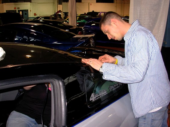 Motorama show has Justin Davis doing on site tinting...
