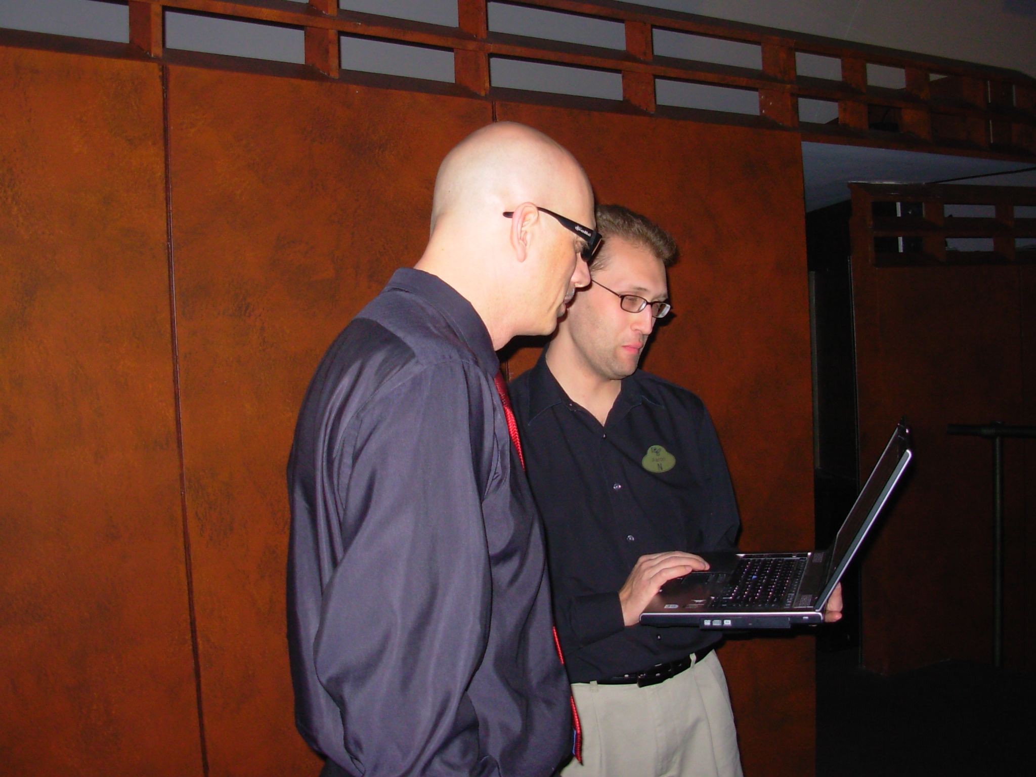 Stage-audio manager Aaron checking things out before the performance...
