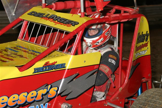 Scott Dellinger straps in...
pst Street Stock champ readies himself for Super Sportsman competition
