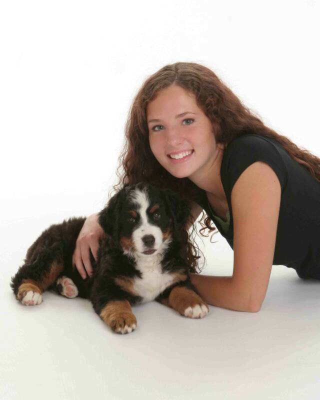 Lindsay Wise and the new family puppy
Emma is a Bernese Mountain Dog
at 8 months she grew to 80 pounds!
