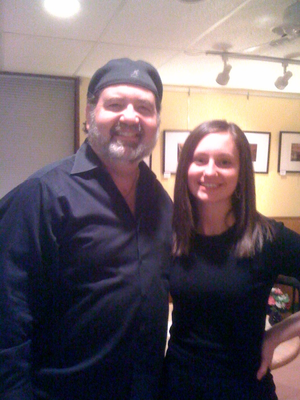Sarah Pabst - artist with the Wise Guy at the Cornerstone Coffeehouse
