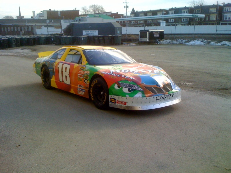 MONSTER RACING CAR ARRIVES AT THE SHOW
