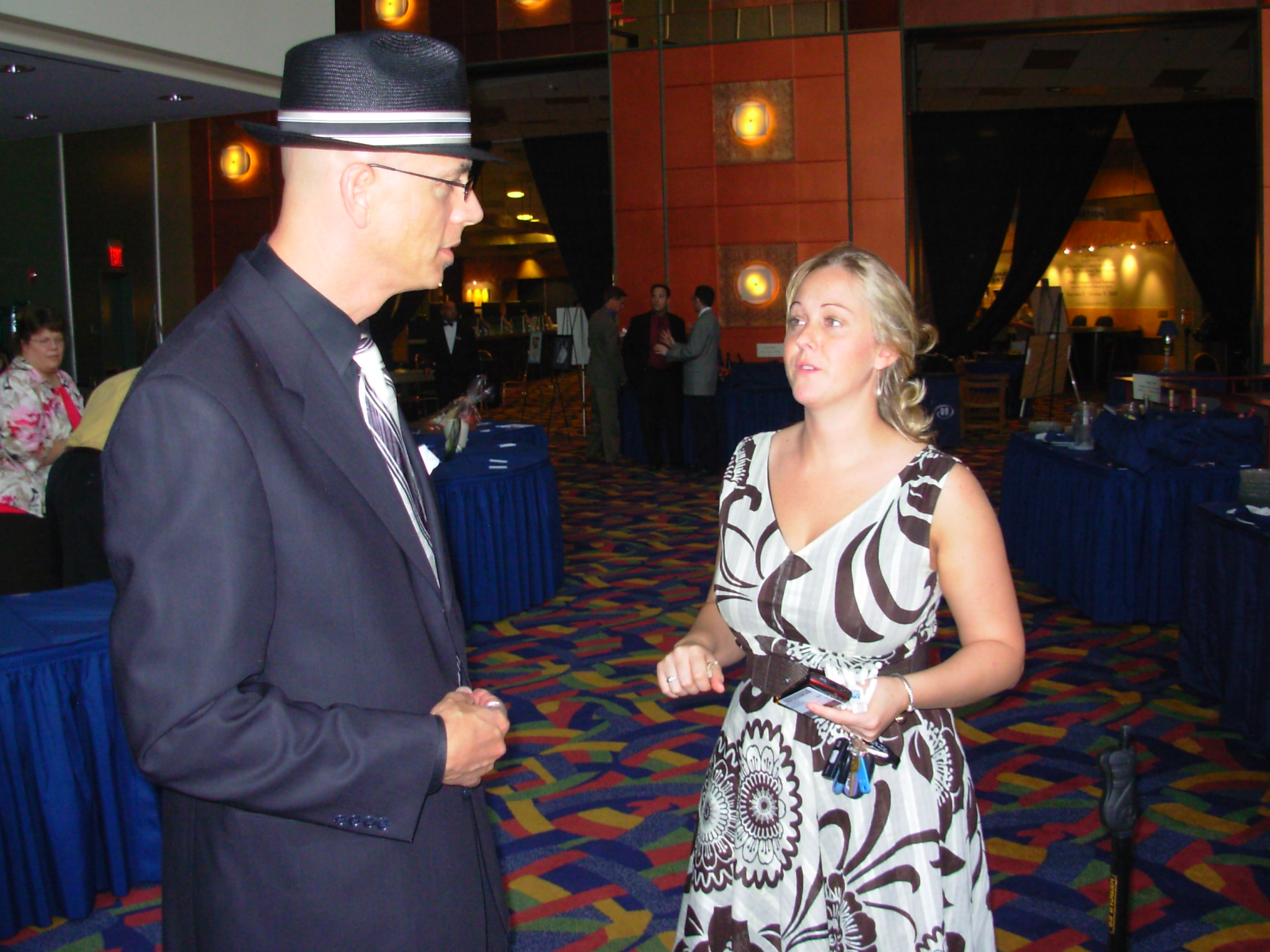 At the Whitaker Center ...Mitch conversing with a patron
